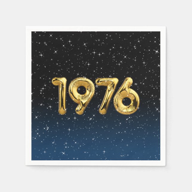 Birthday Balloons 1976 In Stars Napkins (Front)
