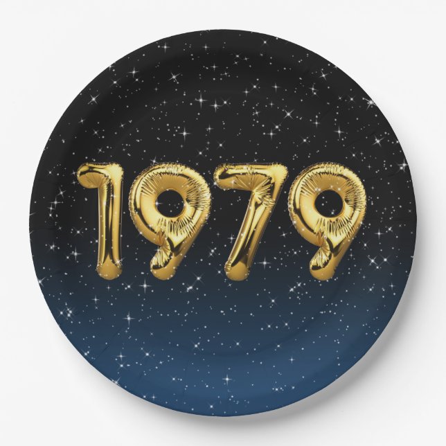 Birthday Balloons 1979 In Stars  Paper Plates (Front)