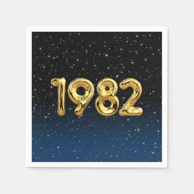 Birthday Balloons 1982 In Stars Napkins (Front)