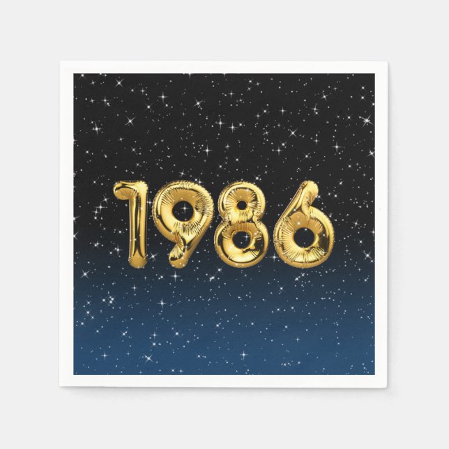 Birthday Balloons 1986 In Stars Napkins (Front)