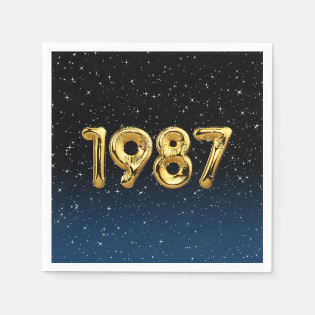 Birthday Balloons 1987 In Stars Napkins (Front)