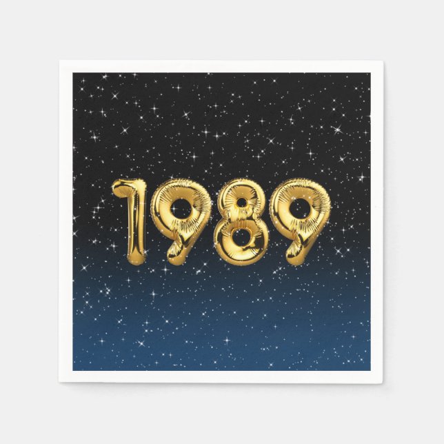 Birthday Balloons 1989 In Stars Napkins (Front)