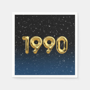Birthday Balloons 1990 In Stars Napkins