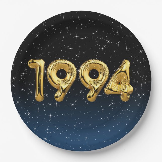 Birthday Balloons 1994 In Stars Paper Plates (Front)