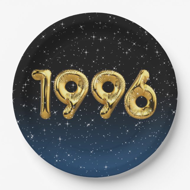 Birthday Balloons 1996 In Stars Paper Plate (Front)
