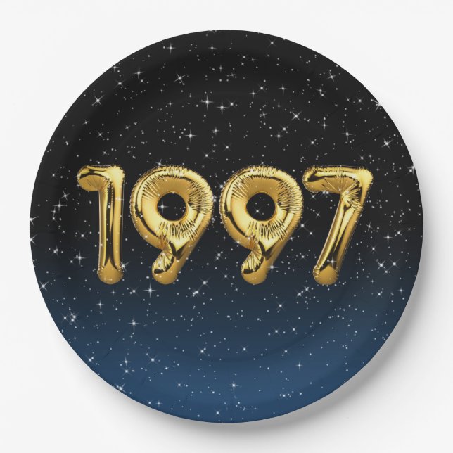 Birthday Balloons 1997 In Stars Paper Plates (Front)