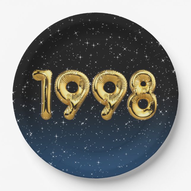 Birthday Balloons 1998 In Stars Paper Plate (Front)