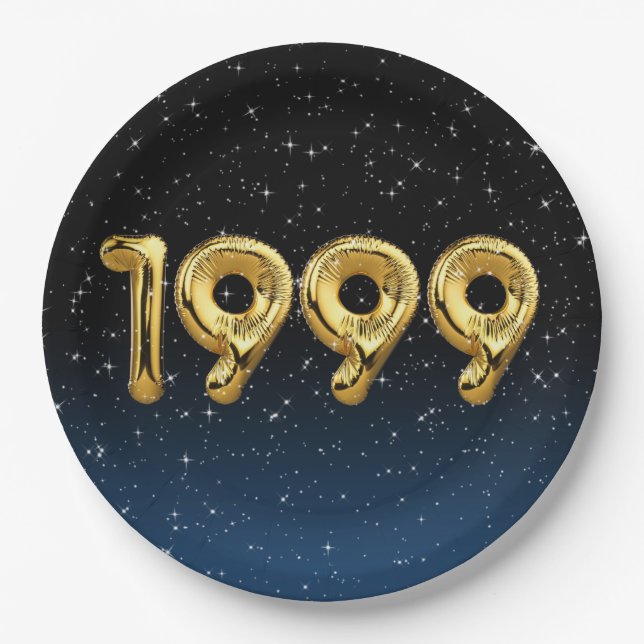 Birthday Balloons 1999 In Stars  Paper Plate (Front)