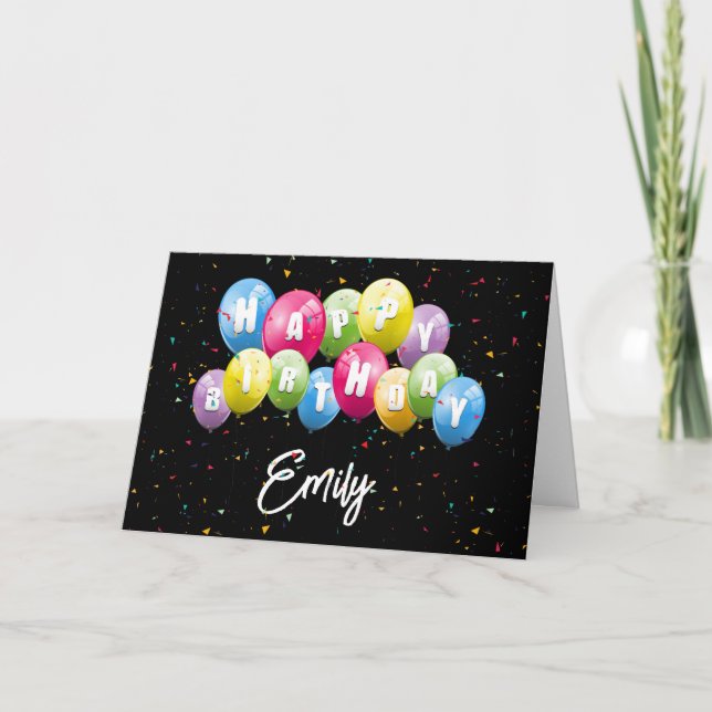 Birthday Balloons and Confetti Card (Front)