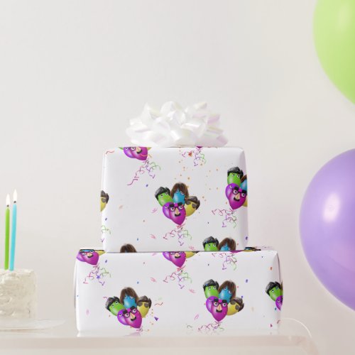 Birthday Balloons and Confetti Wrapping Paper
