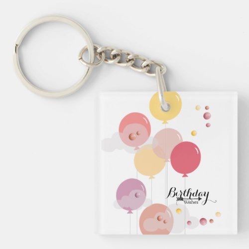 Birthday Balloons and Paint Drops Keychain