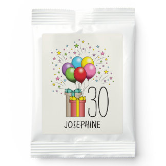 Birthday Balloons And Presents With Age And Name Hot Chocolate Drink Mix
