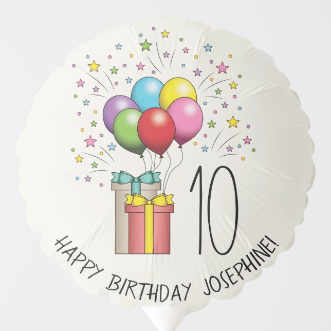 Birthday Balloons And Presents With Age And Text (Front)