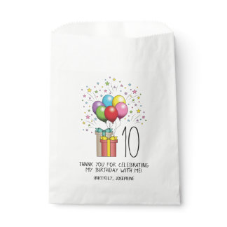 Birthday Balloons And Presents With Age And Text Favor Bag