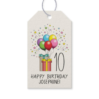 Birthday Balloons And Presents With Age And Text Gift Tags