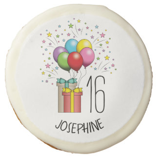 Birthday Balloons And Presents With Age And Text Sugar Cookie