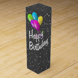 Birthday Balloons and Raindrops On Gray Wine Box