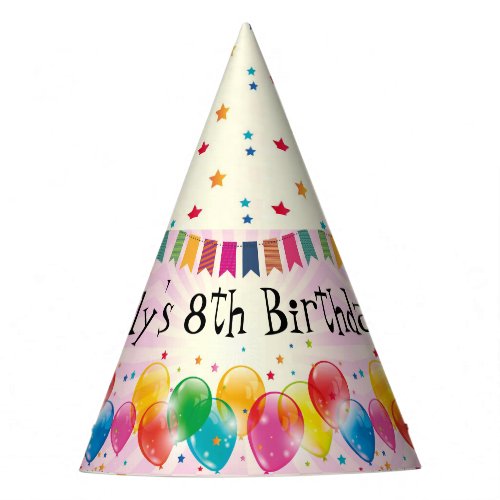 Birthday Balloons and Stars Party Hat