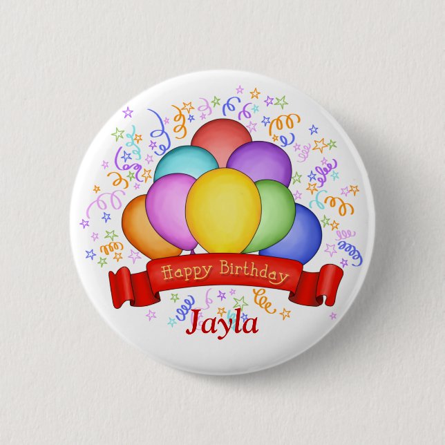 Birthday Balloons & Banner Button (Front)