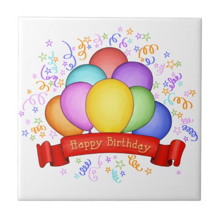 Birthday Balloons & Banner Tiles & Trivets