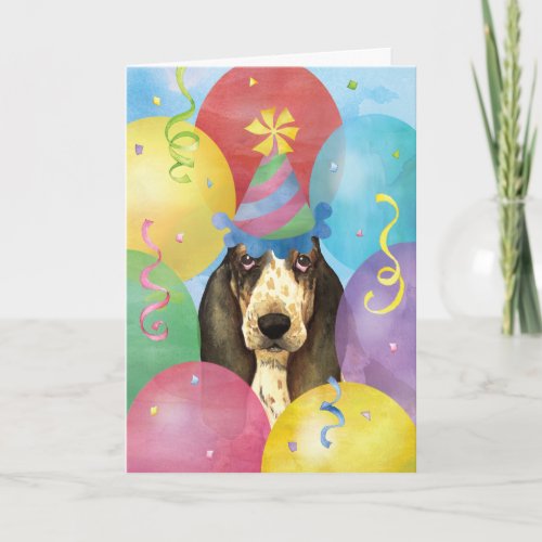 Birthday Balloons Basset Hound Card