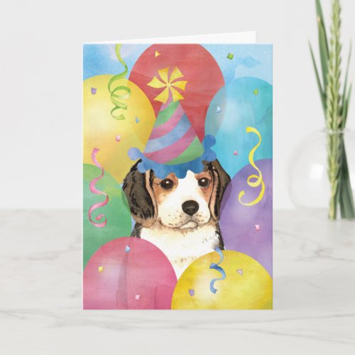 Birthday Balloons Beagle Card