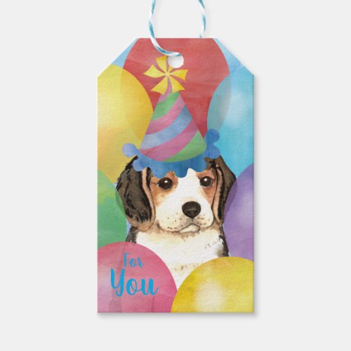 Birthday Balloons Beagle Gift Tags