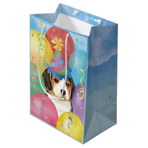 Birthday Balloons Beagle Medium Gift Bag