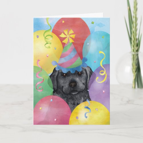 Birthday Balloons Black Lab Card