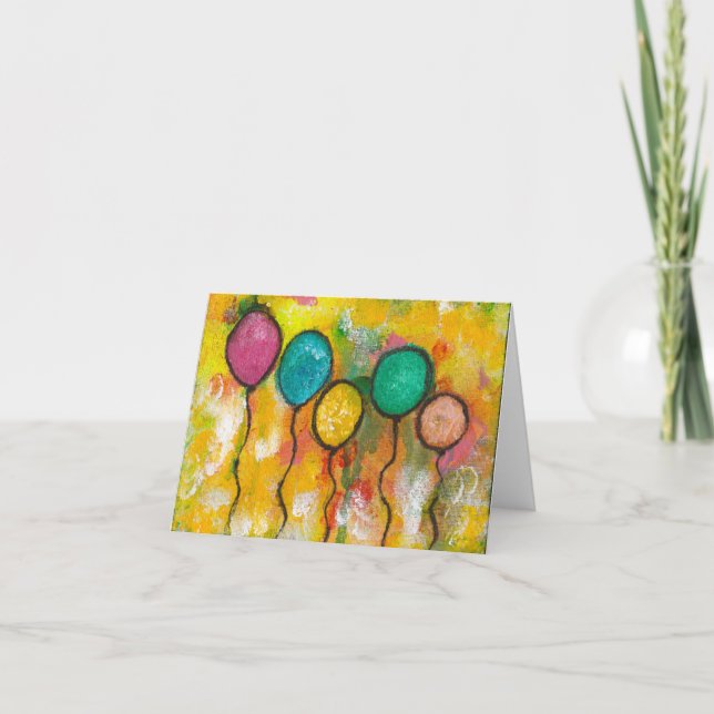 Birthday Balloons - Blank Greeting Card (Front)