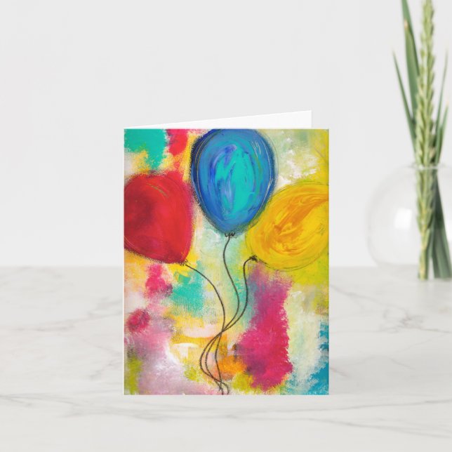 Birthday Balloons - Blank Greeting Card (Front)