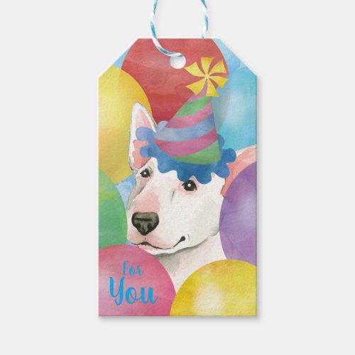 Birthday Balloons Bull Terrier Gift Tags