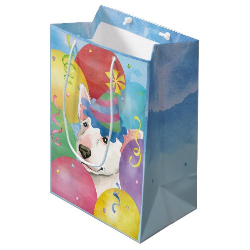 Birthday Balloons Bull Terrier Medium Gift Bag