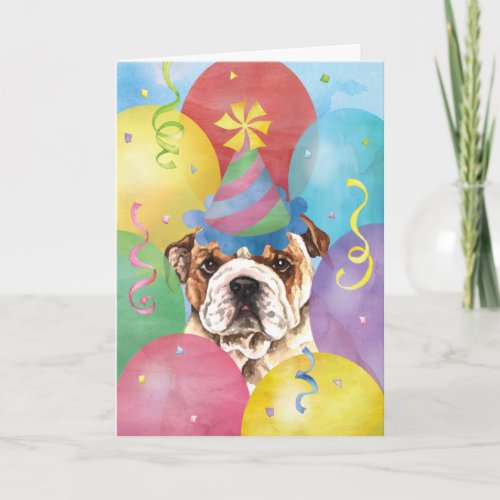 Birthday Balloons Bulldog Card