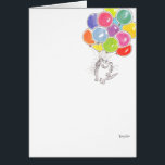 BIRTHDAY BALLOONS CARD<br><div class="desc">A small cat is carried aloft by a bunch of colorful balloons. The return of a Boynton classic.</div>