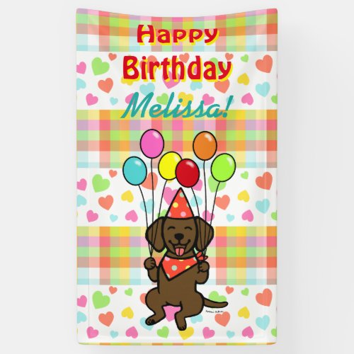 Birthday Balloons Chocolate Labrador Banner