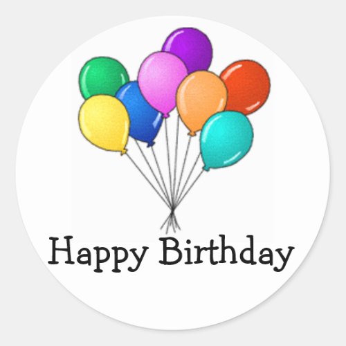 Birthday Balloons Classic Round Sticker