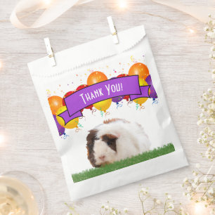 Birthday Balloons Cute Guinea Pig Purple Banner Favor Bag