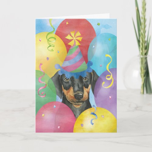Birthday Balloons Doberman Card