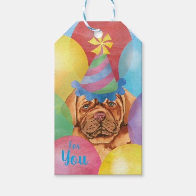 Birthday Balloons Dogue de Bordeaux Gift Tags Zazzle