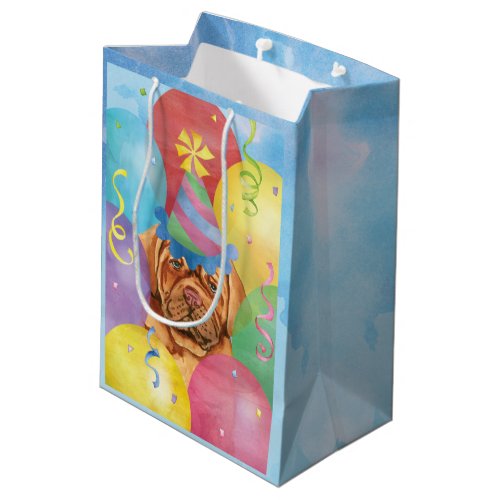 Birthday Balloons Dogue de Bordeaux Medium Gift Bag