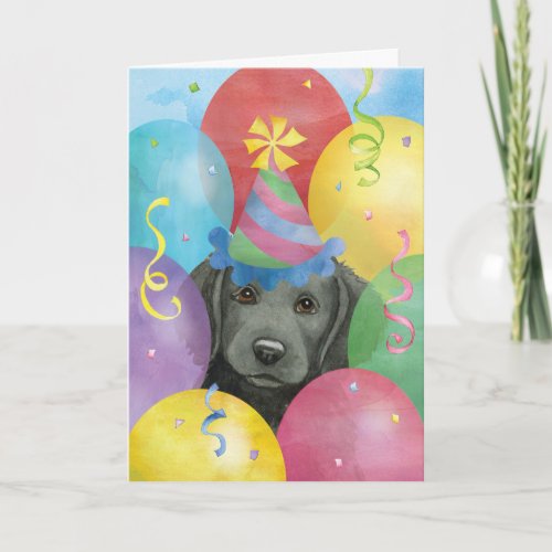 Birthday Balloons Flat_Coated Retriever Card