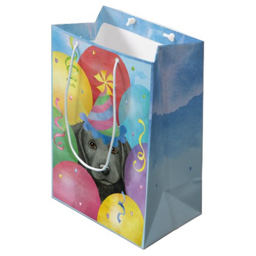 Birthday Balloons Flat_Coated Retriever Medium Gift Bag