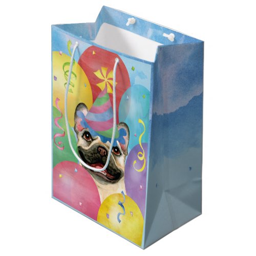 Birthday Balloons French Buldog Medium Gift Bag