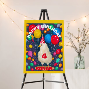 Birthday Balloons Funny Chicken Poster