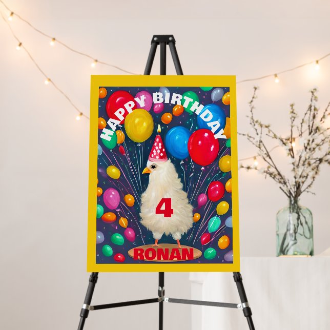 Birthday Balloons Funny Chicken Poster (In Situ (Stand))