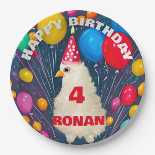 Birthday Balloons Funny Chicken Poster Paper Plates