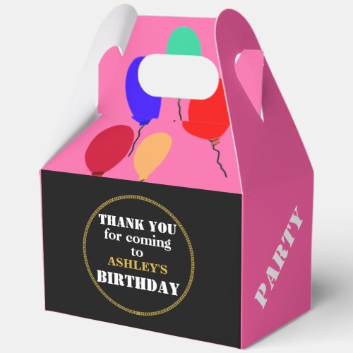 Birthday Balloons Geometric Pink Gold  Favor Boxes