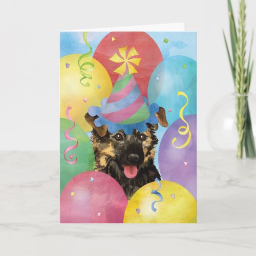 Birthday Balloons German Shepherd Card