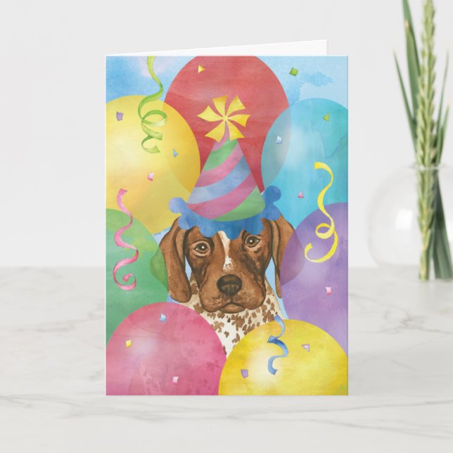 Birthday Balloons German Shorthaired Pointer Card (Front)